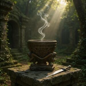 Intricately Carved Brown Incense Holder